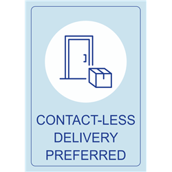 Sign Contact-Less Delivery Preferred A3 Blue On Blue